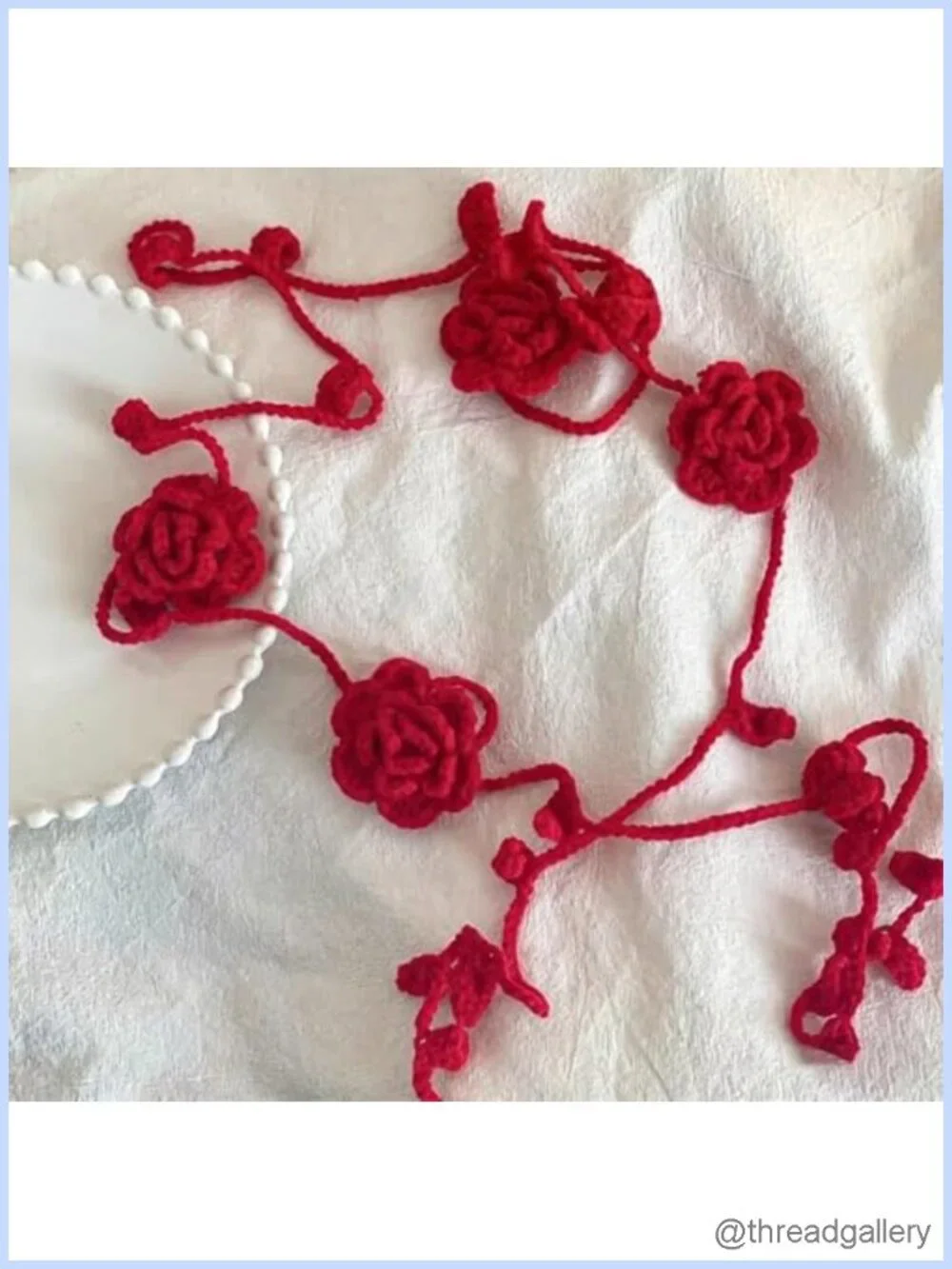 Hand Crocheted Cotton Rose Braided Waist Belt Rope Boho Style